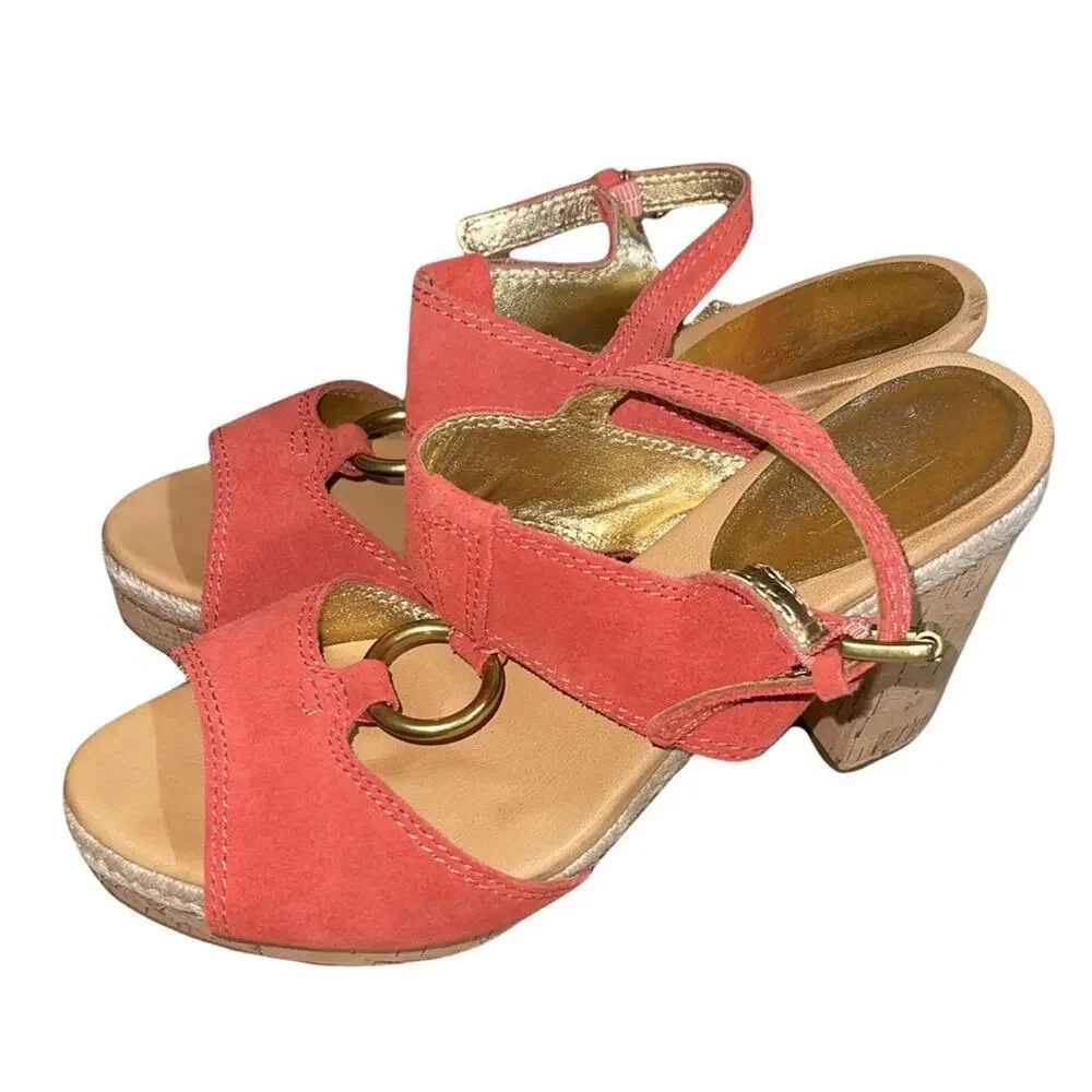 Coach Valeann Tulip Suede Cork Platform Sandals